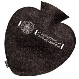 Wärmflaschen aus Filz individuell bedruckt als Werbeartikel