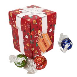 Weihnachtliche Werbe-Überraschungsbox  mit Lindt Schokolade gefüllt