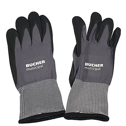 Werbe-Arbeitshandschuhe für den Bau mit individueller Firmenwerbung bedruckt