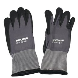 Werbe-Arbeitshandschuhe für den Bau mit individueller Firmenwerbung bedruckt