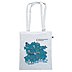 Weißes Werbemittel-Baumwolltasche mit farbigem Aufdruck der Metropolregion München sowie Logo und illustrativer Karten­grafik auf der Vorderseite.