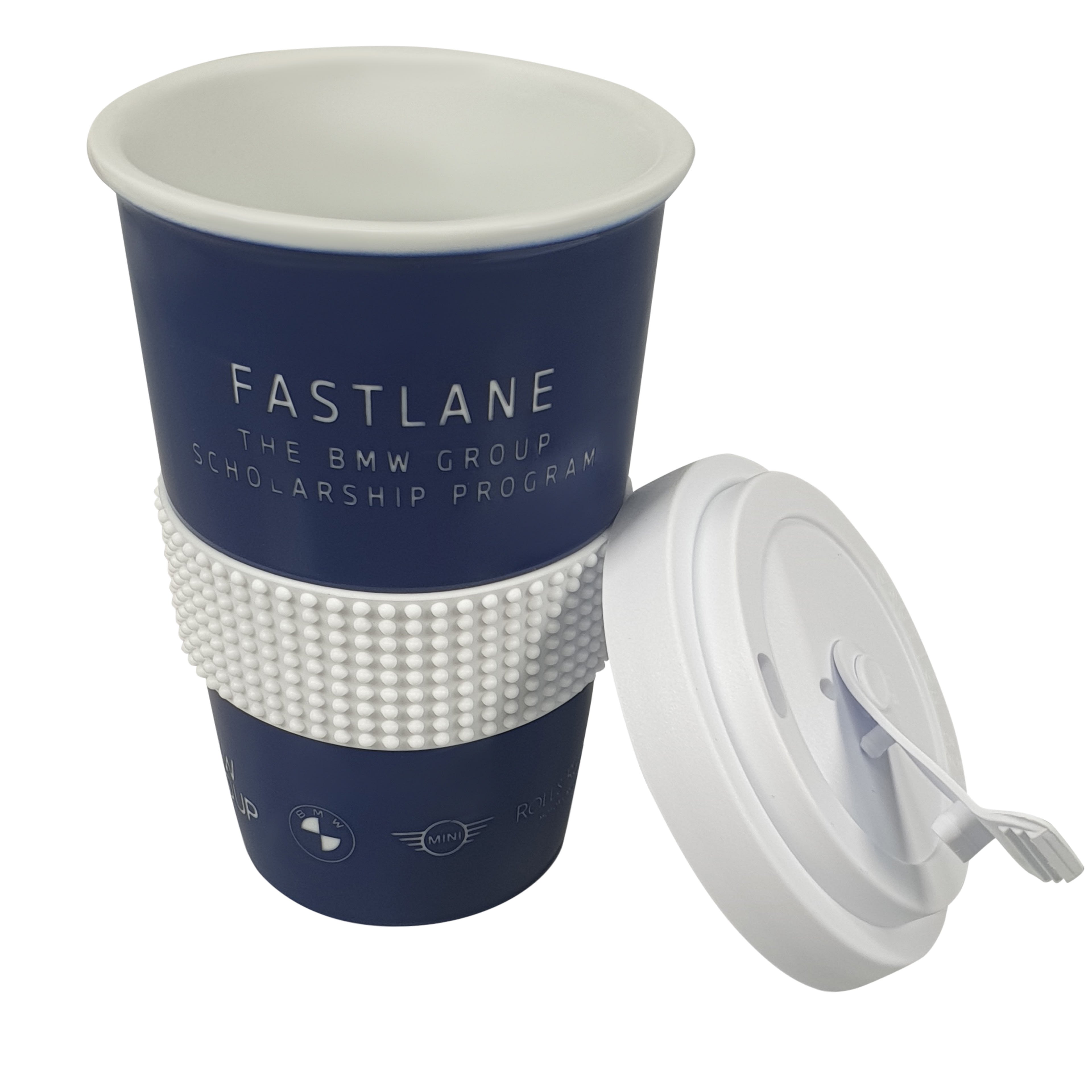 Nachhaltiger Werbe-Coffee-to-go-Becher farbig, aus Porzellan mit individuellem Logo