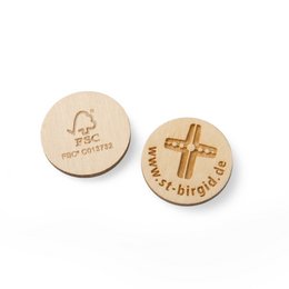 Einkaufswagenchip mit Lasergravur aus FSC-zertifiziertem Birkenholz