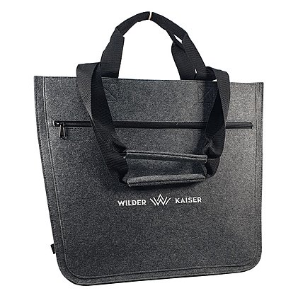 Werbe-Einkaufstasche XXL aus recyceltem Filz mit Logo als  Werbe-Stickerei