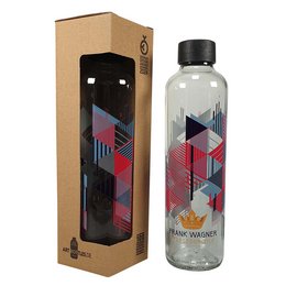 vollflächig bedruckbare Mehrweg Werbe-Trinkflasche aus Glas