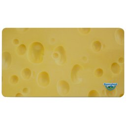 Werbe-Frühstücksbrettchen aus Resopal im Käsedesign mit Logo-Digitaldruck für Molkerei Bayernland produziert