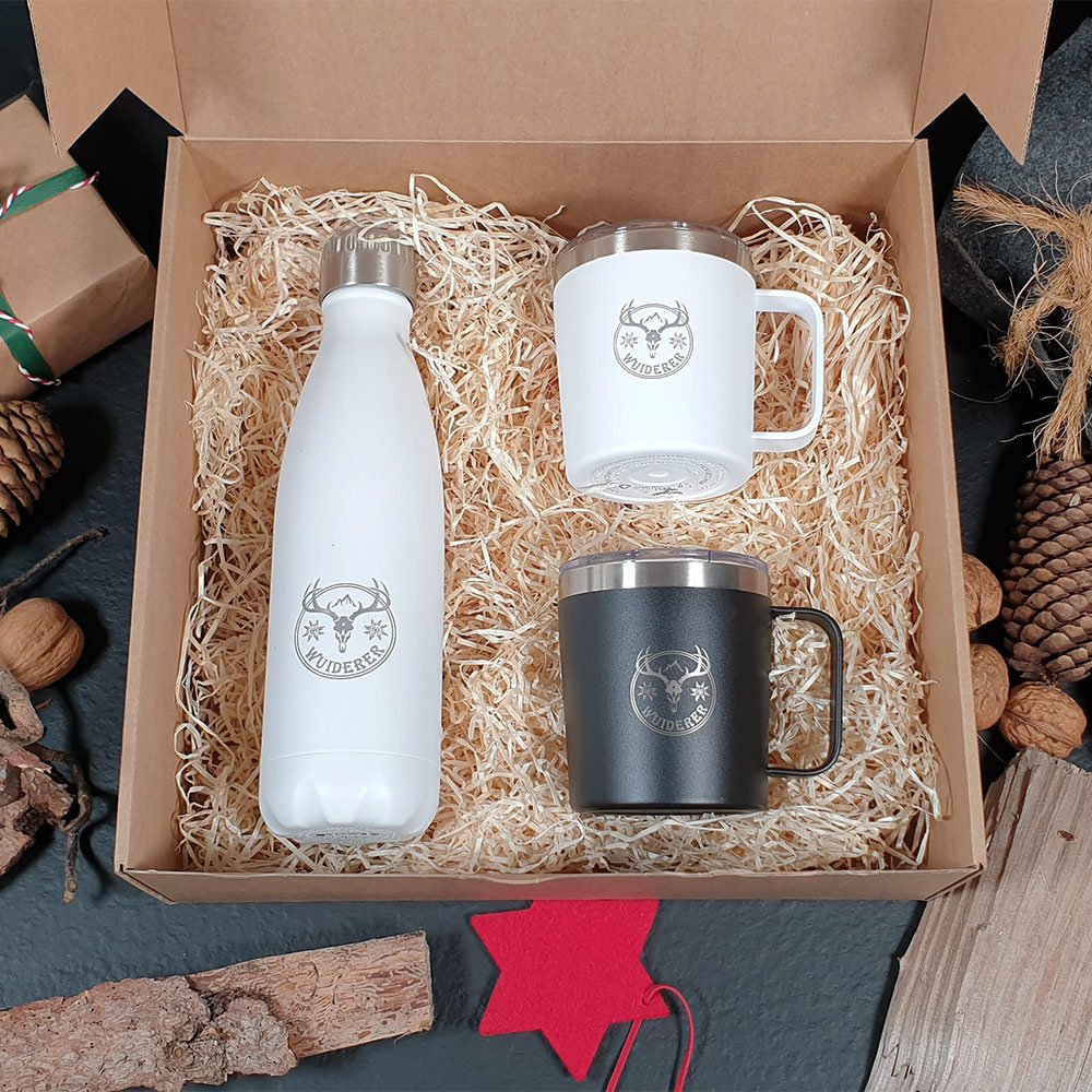 Weihnachts-Geschenkbox individuell zusammengestellt mit Logo-Lasergravur