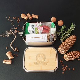 Werbegeschenke-Box Picknick und Lunch, Logo-Lasergravur