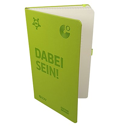 Kariertes Werbe-Notizbuch mit farbigem Einbund individualisieren