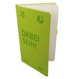 Kariertes Werbe-Notizbuch mit farbigem Einbund individualisieren