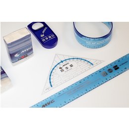 Werbe-Lineal und Geodreieck, flexibler Kunststoff unzerstörbar