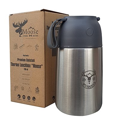 Werbe-Lunchpot aus Edelstahl isoliert mit Logo-Lasergravur