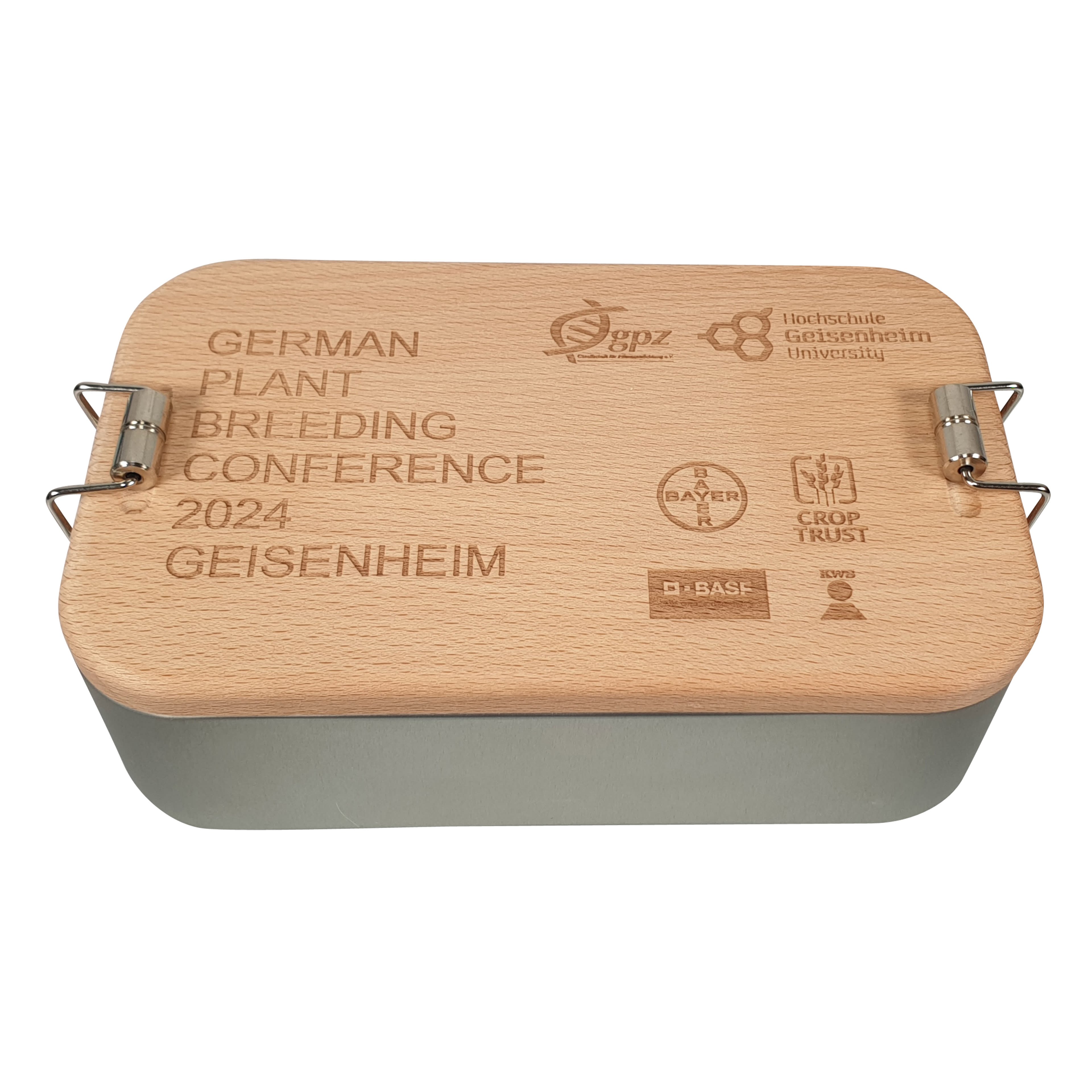 Hochwertige Lunchbox mit Holz-Deckel mit Logo-Lasergravur