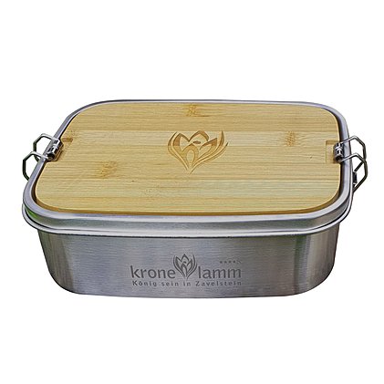 Werbe-Lunchbox aus Edelstahl mit Bambusdeckel