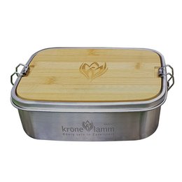 Werbe-Lunchbox aus Edelstahl mit Bambusdeckel
