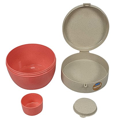 Werbemittel-Box mit Log0-Druck auf dreiteiligem Foodcantainer Set