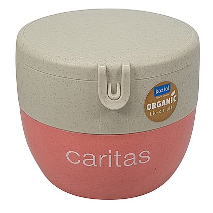 Werbe-Lunchbox als dreiteiliges Set bedruckt für Caritas