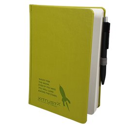 Notizbuch Organic A5 aus Apfelresten mit Firmenwerbung geprägt