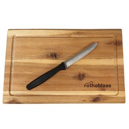 Werbe-Schneidebrett aus Akazienholz mit umlaufender Saftrille
