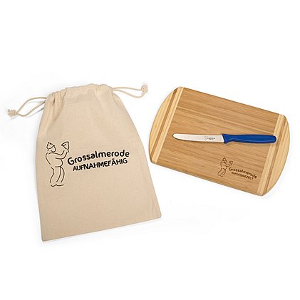 Brotzeitbrett mit -Messer mit individuellem Werbemotiv