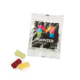Streuartikel Fruchtgummi in Bus-Form in bedruckter Folie