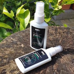 Werbe-Sonnenschutz-Spray mit rundum vierfarbig bedruckbarem Label