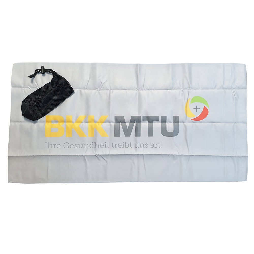 Werbe-Funktionshandtuch mit Logodruck für BKK MTU