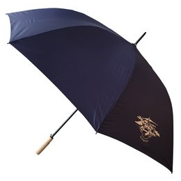 Werbe-Stockschirm mit Holzgriff und bedrucktem Logo