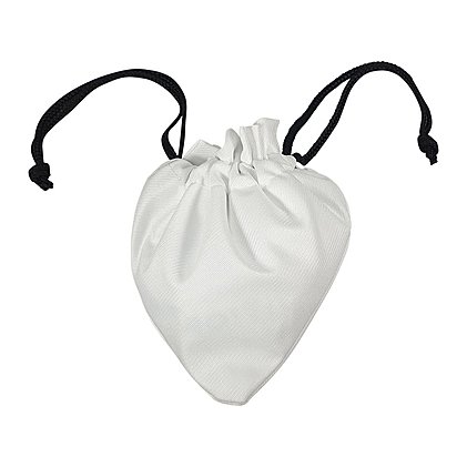 Werbetasche in kompakten Zugbeutel in Herzform mit Werbung bedruckt