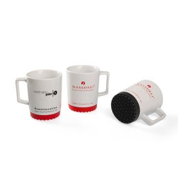 Werbebecher Porzellan Softpad-Mug mit Firmenlogo bedruckt für Agentur Massdrei
