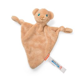 Schmusetuch &quot;Bär&quot; mit individuellem Werbedruck auf dem Weblabel