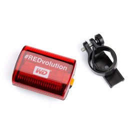 Werbemittel für&#039;s Fahrrad: Rückleuchte mit Firmenlogo für Western Digital bedruckt