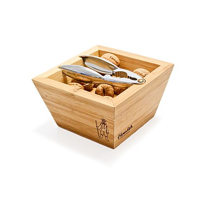 Nussschale aus Bambus und Nussknacker mit individueller Gravur