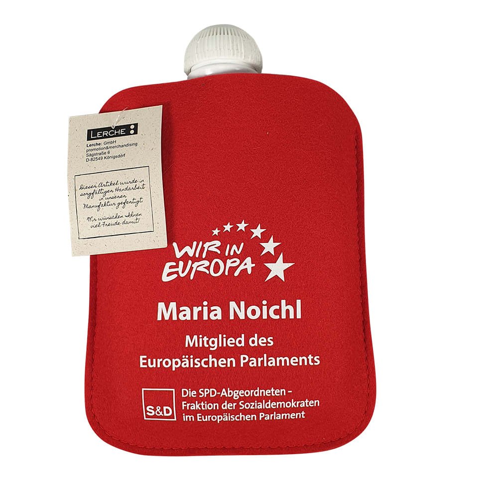  Wärmflasche aus Merino-Wollfilz mit individuellem Werbedruck 