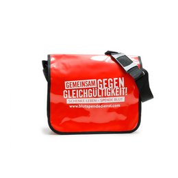 Werbetasche Lorrybag „Eco“ aus LKW-Plane mit Slogan bedruckt für Blutspendedienst