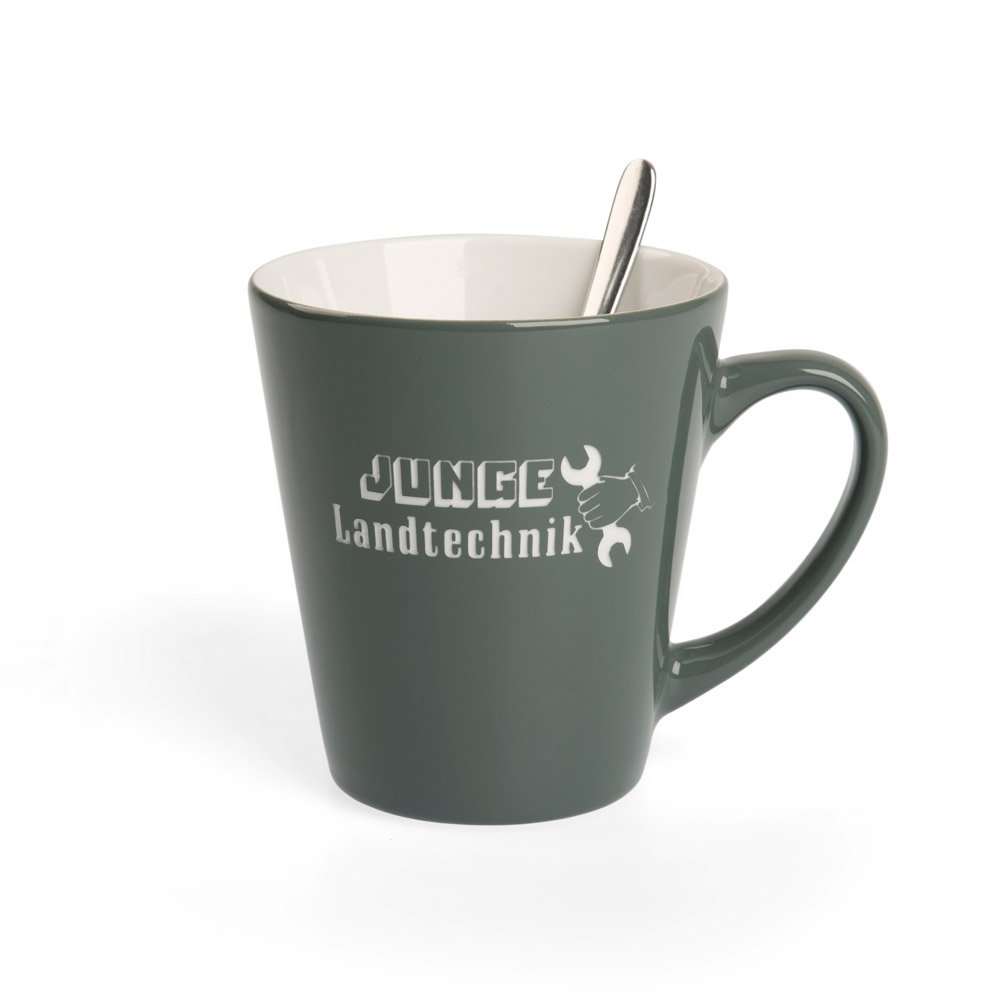 Werbetasse Form 784 mit Hydroglasur und Logogravur
