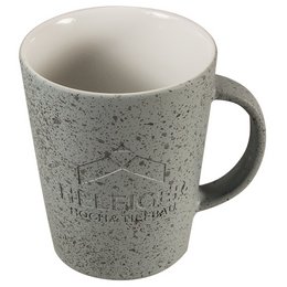 Werbetasse Porzellan Form 341 mit logo-Lasergravur in Beton Optik