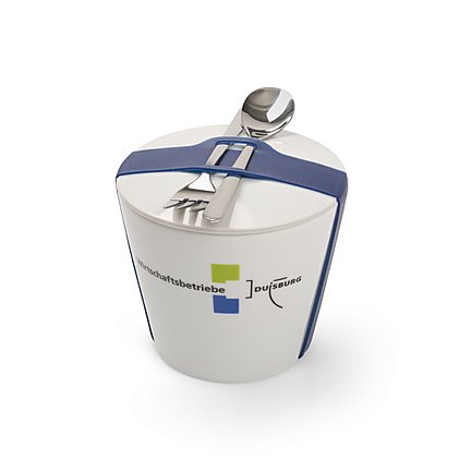 Individuell bedruckte nachhaltige Snack-to-go-Schale aus Porzellan für Ihr Lunch unterwegs