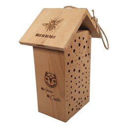 Insekten-Hotel aus massiver Buche mit individueller Logogravur