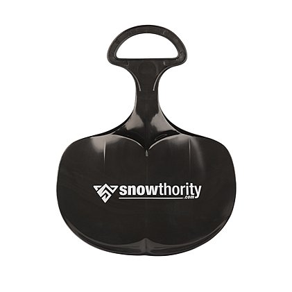 Bedruckter, praktischer Werbe-Schneeflitzer Schlitten aus Kunststoff mit großer Werbefläche, made in Germany