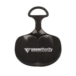 Bedruckter, praktischer Werbe-Schneeflitzer Schlitten aus Kunststoff mit großer Werbefläche, made in Germany