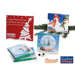 XS-Adventskalender individuell bedruckt, gefüllt mit Brandt- oder Gubor-Schokolade