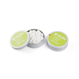 XS-Taschendose mit Pfefferminzpastillen für einen frischen Atem - bedruckt für IKOM