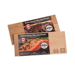 Zedernholz Räucherbrett mit Logoeinbrand made in Kanada perfekter Rauchgeschmack fürs BBQ