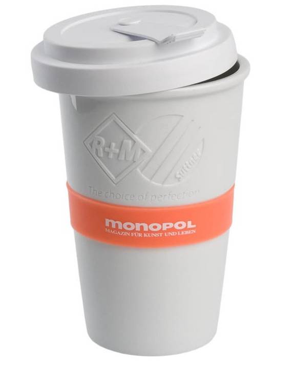 Porzellan Becher mit Gravur und Hitzeschutz-Banderole