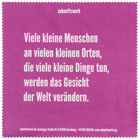 Bedrucktes Microfasertuch für Zukunftswerk eG