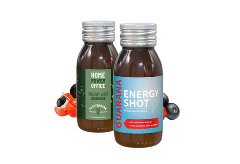 Energiekick durch gesunden Guarana-Shot in individuellem Werbe-Fläschchen