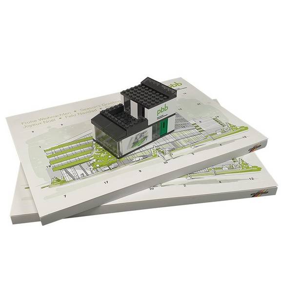 Baukasten-Adventskalender mit individuellem Motiv bedruckt