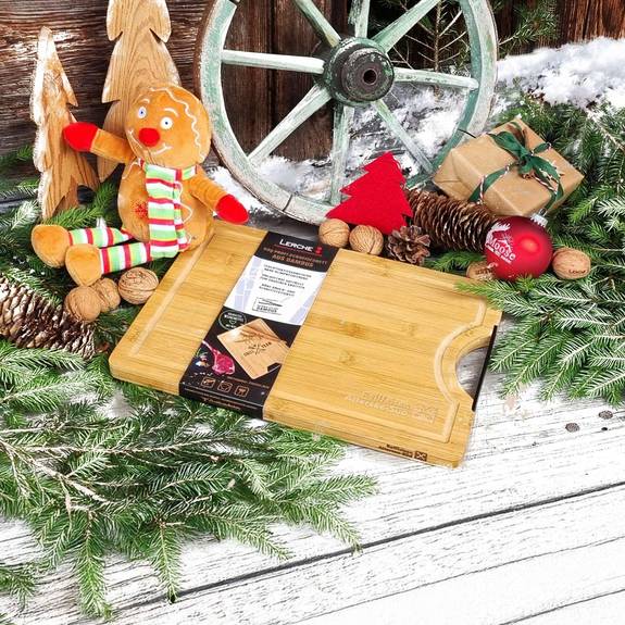 Profi-Schneidebrett mit Logolasergravur und individuell bedruckbarer Banderole