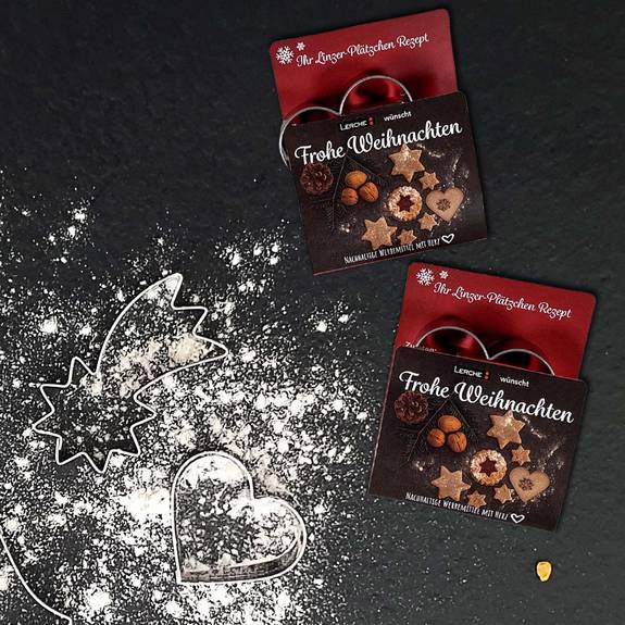 Backförmchen im bedruckbaren Werbeinleger als Streuartikel Weihnachten